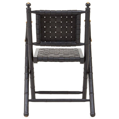 Kendari Black Strapped Leather & Black Teak Wood Chair