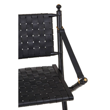 Kendari Black Strapped Leather & Black Teak Wood Chair