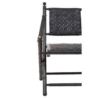 Kendari Black Strapped Leather & Black Teak Wood Chair