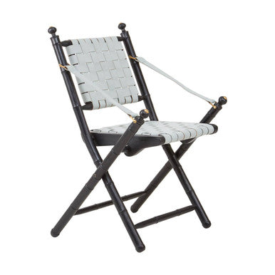 Kendari White Leather & Black Teak Wood Chair