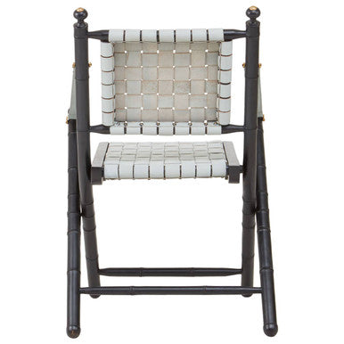 Kendari White Leather & Black Teak Wood Chair