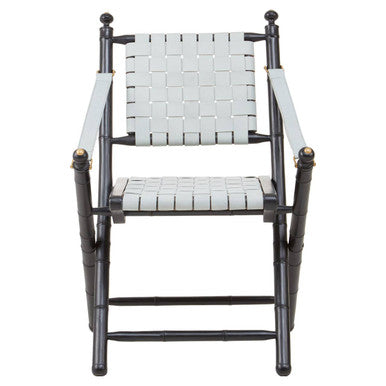 Kendari White Leather & Black Teak Wood Chair