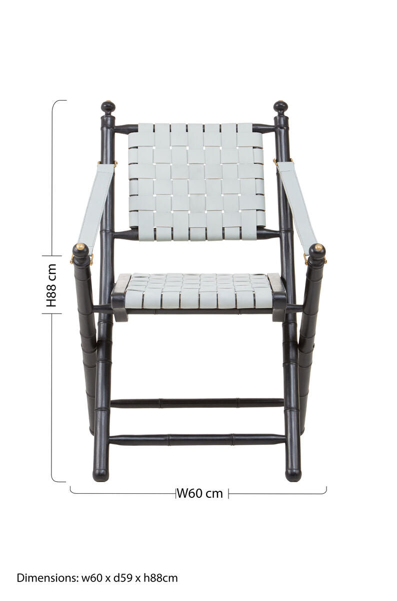 Kendari White Leather & Black Teak Wood Chair