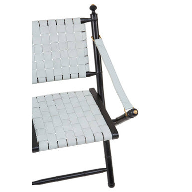 Kendari White Leather & Black Teak Wood Chair