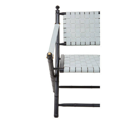 Kendari White Leather & Black Teak Wood Chair