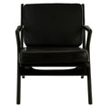Kendari Black Leather & Teak Wood Frame Armchair