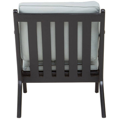Kendari Grey Leather & Black Teak Wood Armchair