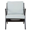 Kendari Grey Leather & Black Teak Wood Armchair