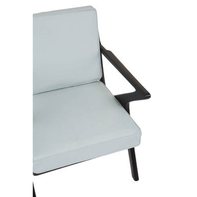 Kendari Grey Leather & Black Teak Wood Armchair