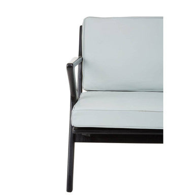 Kendari Grey Leather & Black Teak Wood Armchair