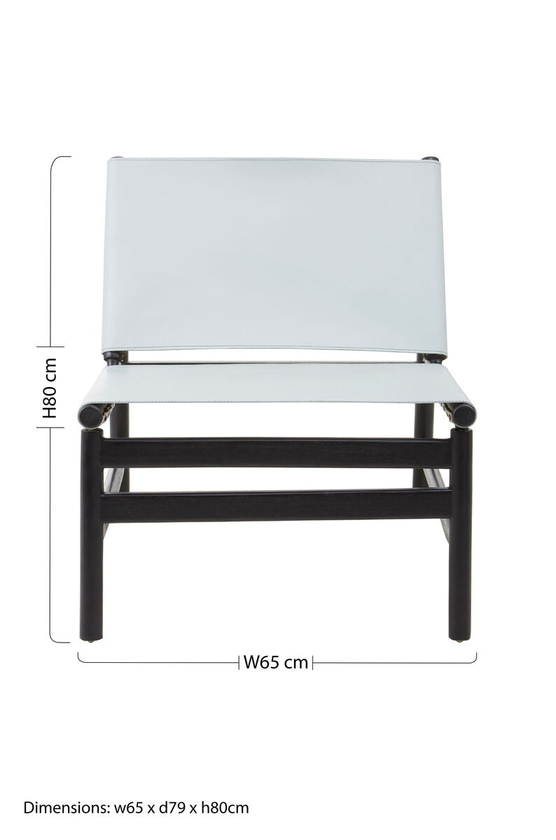 Kendari Grey Leather & Black Teak Modern Sling Chair