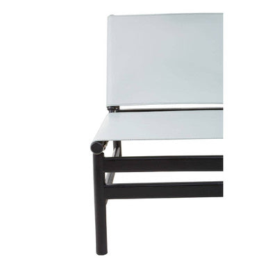 Kendari Grey Leather & Black Teak Modern Sling Chair