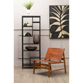 Kendari Brown Leather & Teak Modern Sling Chair
