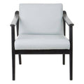 Kendari Grey Leather Armchair With Black Teak Wood Frame