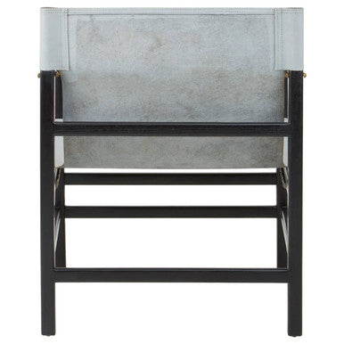 Kendari Grey Leather & Black Teak Wood Chair