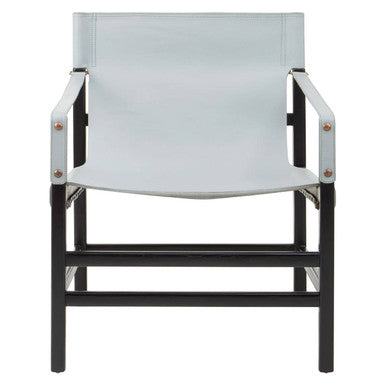 Kendari Grey Leather & Black Teak Wood Chair