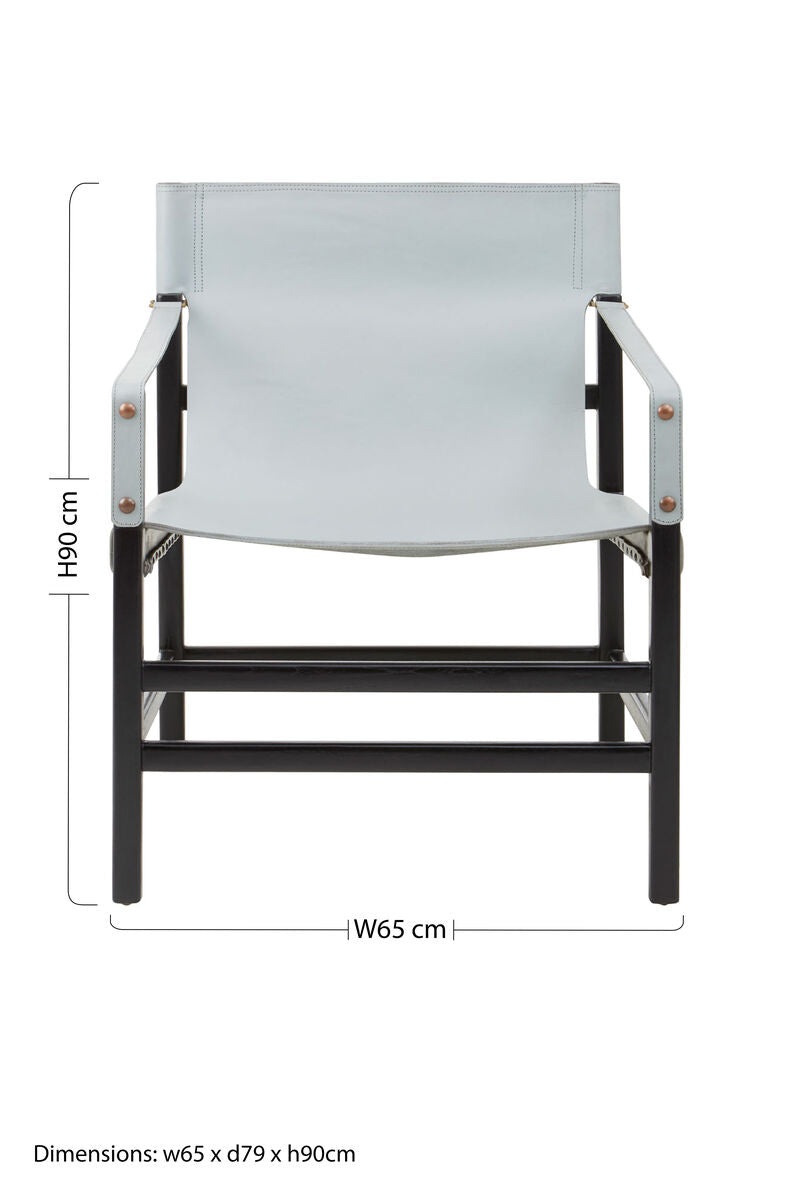 Kendari Grey Leather & Black Teak Wood Chair