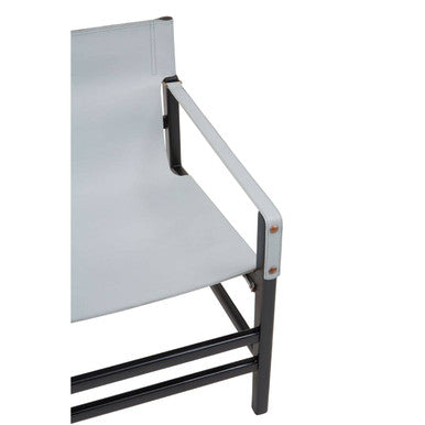 Kendari Grey Leather & Black Teak Wood Chair