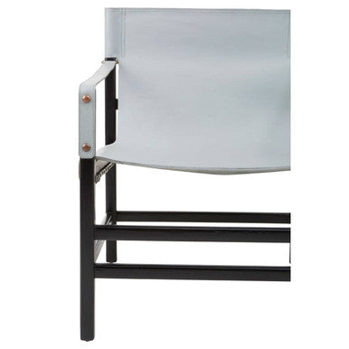 Kendari Grey Leather & Black Teak Wood Chair