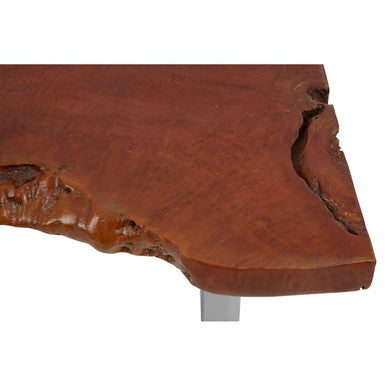 Brown Longan Wood Coffee Table With Silver Steel Frame, Surak