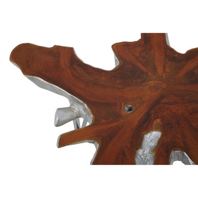 Silver Teak Wood Star Top Coffee Table With Steel Legs, Surak