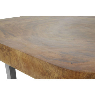 Natural Teak Wood Coffee Table With Silver Steel Frame, Surak