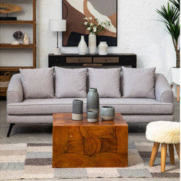 Brown Teak Wood Cuboid Coffee Table, Surak