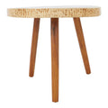 Solid Sonokeling Wood Boho Side Table With Rich Brown Grain, Surak