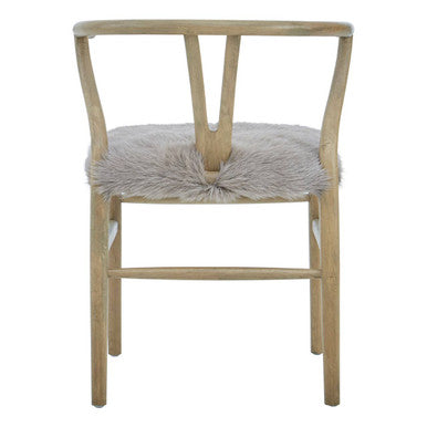 Hazel Natural Oak Wood & Grey Fur Dining Chair