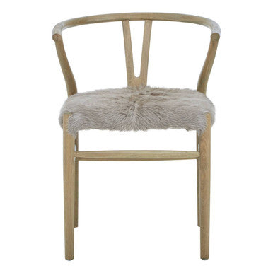 Hazel Natural Oak Wood & Grey Fur Dining Chair