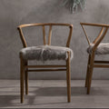 Hazel Natural Oak Wood & Grey Fur Dining Chair