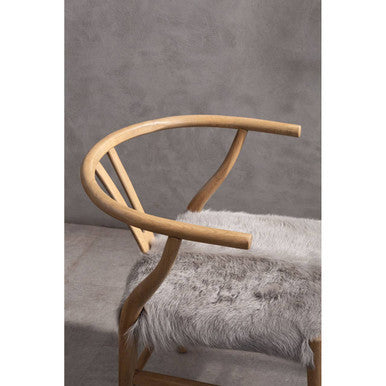 Hazel Natural Oak Wood & Grey Fur Dining Chair