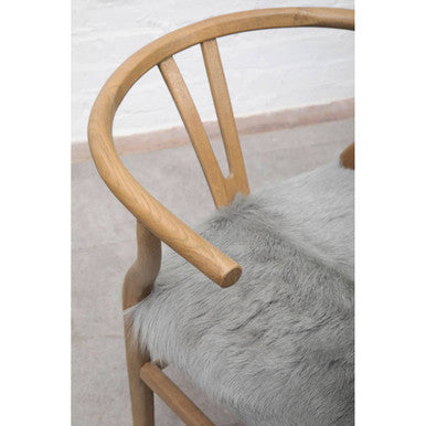 Hazel Natural Oak Wood & Grey Fur Dining Chair