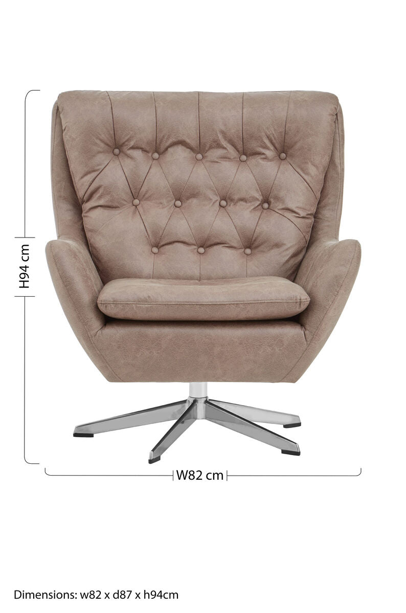 Harold Brown Leather Swivel Chair