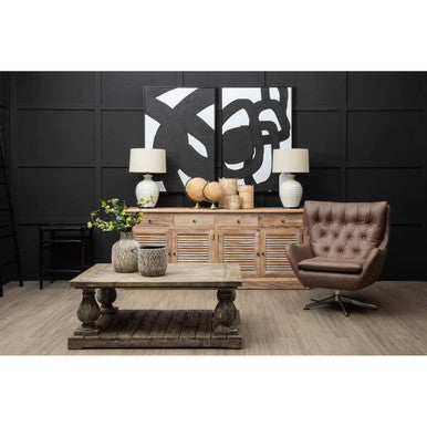 Harold Brown Leather Swivel Chair