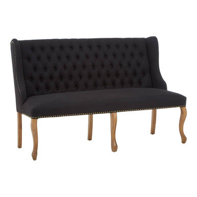 2 Seater Black Bench Sofa, Harrison