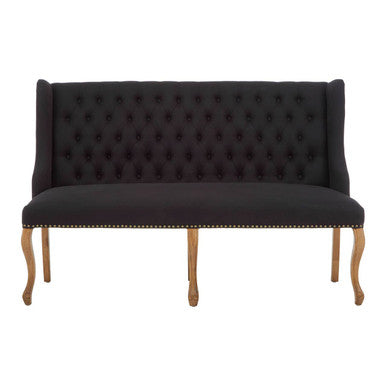 2 Seat Black Bench Sofa, Harrison