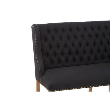 2 Seat Black Bench Sofa, Harrison