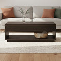 Black Oak Veneer 1-Drawer Coffee Table With Gold Trim & Lower Storage Shelf, Diamond
