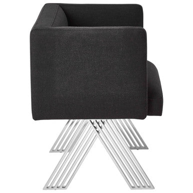 Piermount Black Dining Chair With Silver Legs