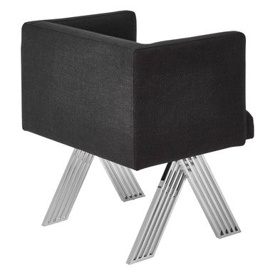 Piermount Black Dining Chair With Silver Legs