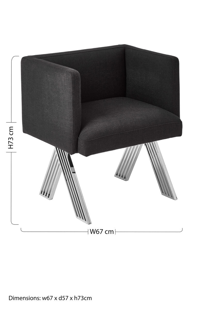 Piermount Black Dining Chair With Silver Legs