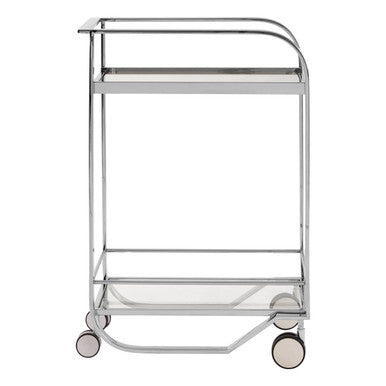 Piermount 2 Tier Serving Trolley Glass Silver Contemporary