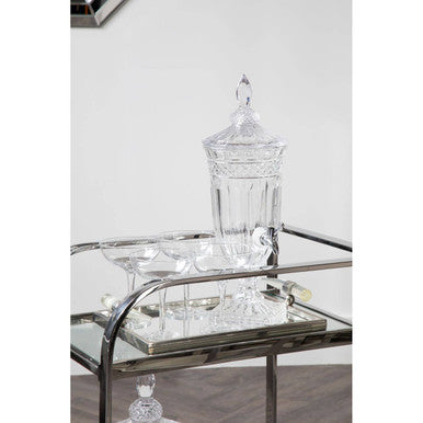 Piermount 2 Tier Serving Trolley Glass Silver Contemporary
