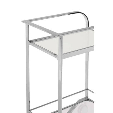 Piermount 2 Tier Serving Trolley Glass Silver Contemporary