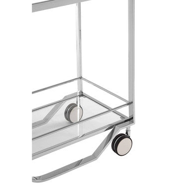 Piermount 2 Tier Serving Trolley Glass Silver Contemporary