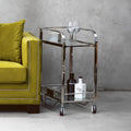 Piermount 2 Tier Serving Trolley Glass Silver Contemporary