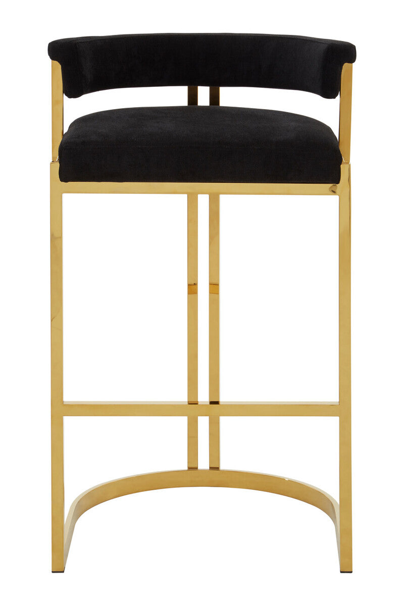 Piermount Black Velvet & Gold Bar Stool