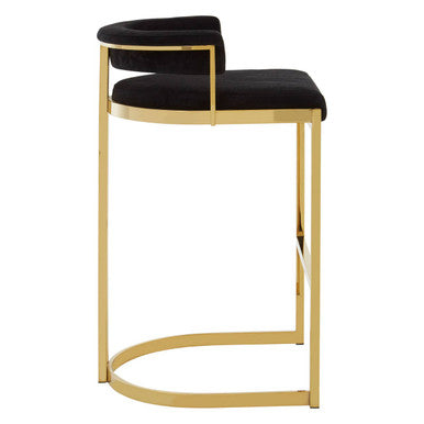 Piermount Black Velvet & Gold Bar Stool
