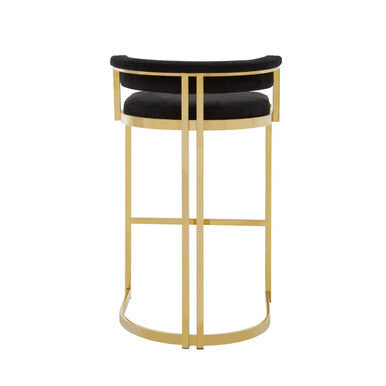 Piermount Black Velvet & Gold Bar Stool